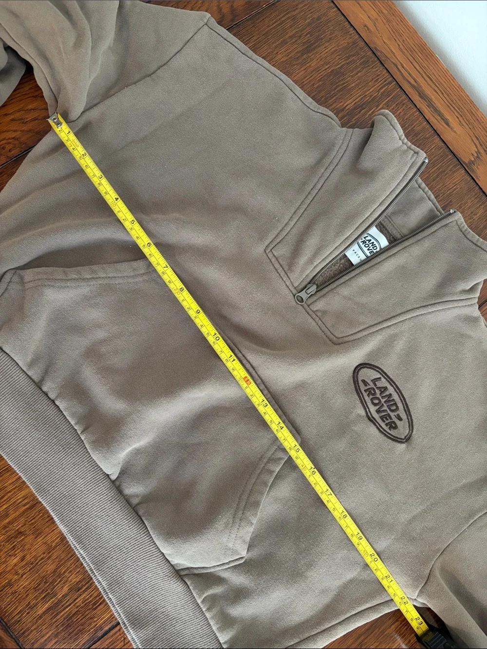 Land Rover pacsun Quarter-Zip cropped Pullover Sweatshirt in Taupe brown XS - Picture 7 of 7
